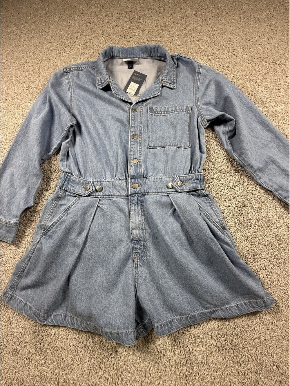 NWT Universal Thread Women’s Romper Denim Long Sleeve Size 14 Adjustable Waist